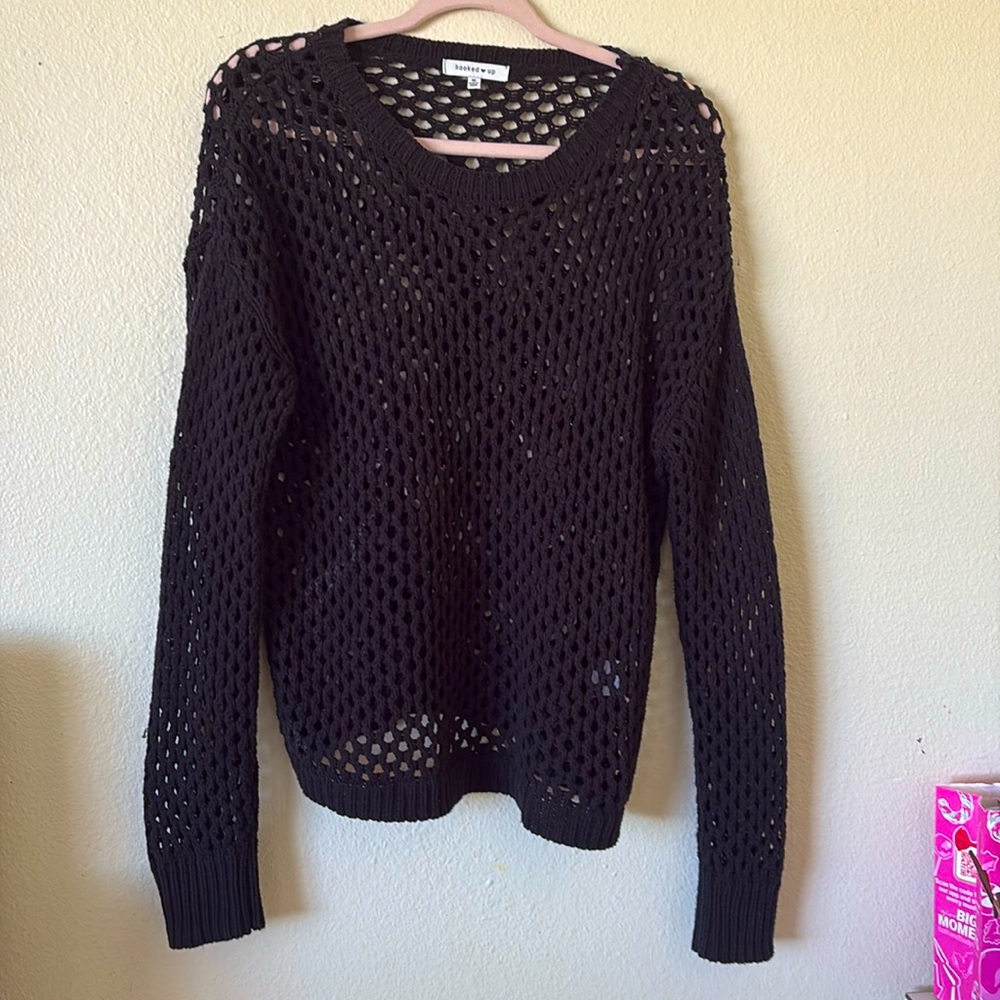 Macys Black Crotchet Long Sleeve Top 🖤